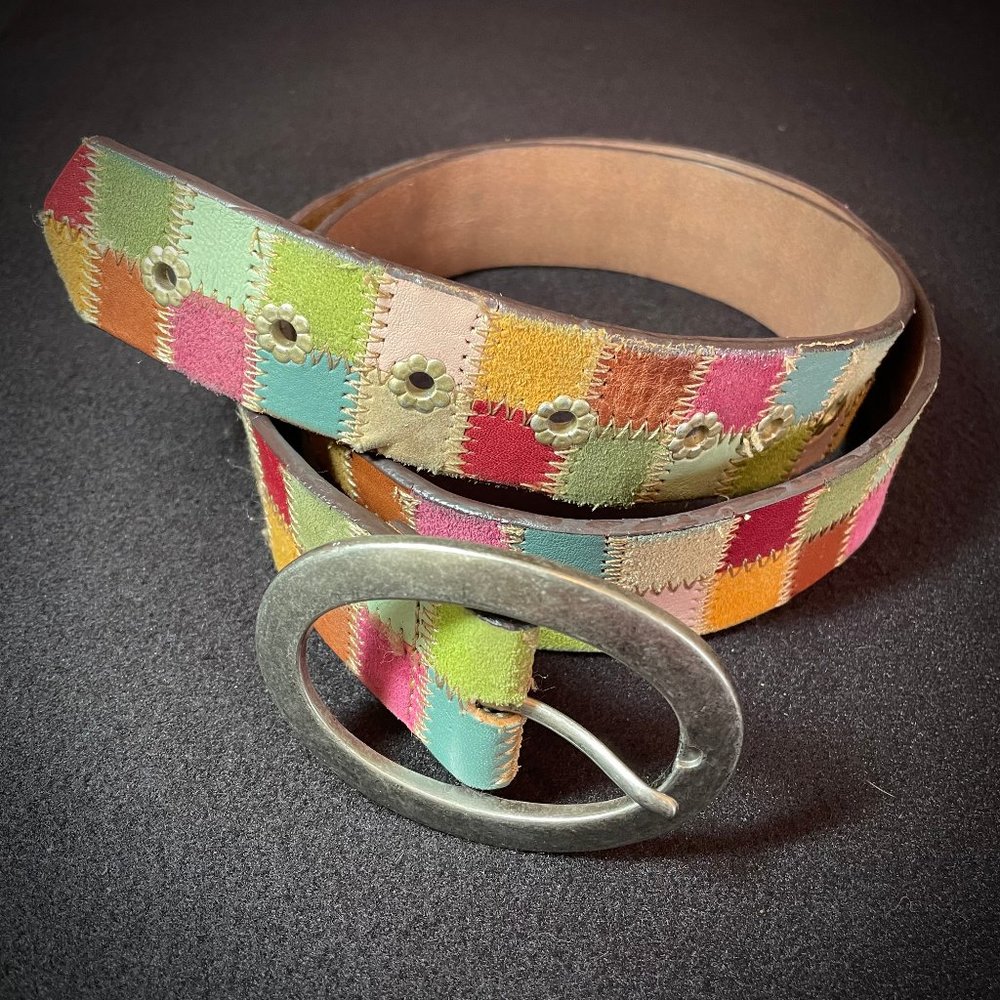 🌸 FOSSIL ..... colorful patchwork belt 🌸